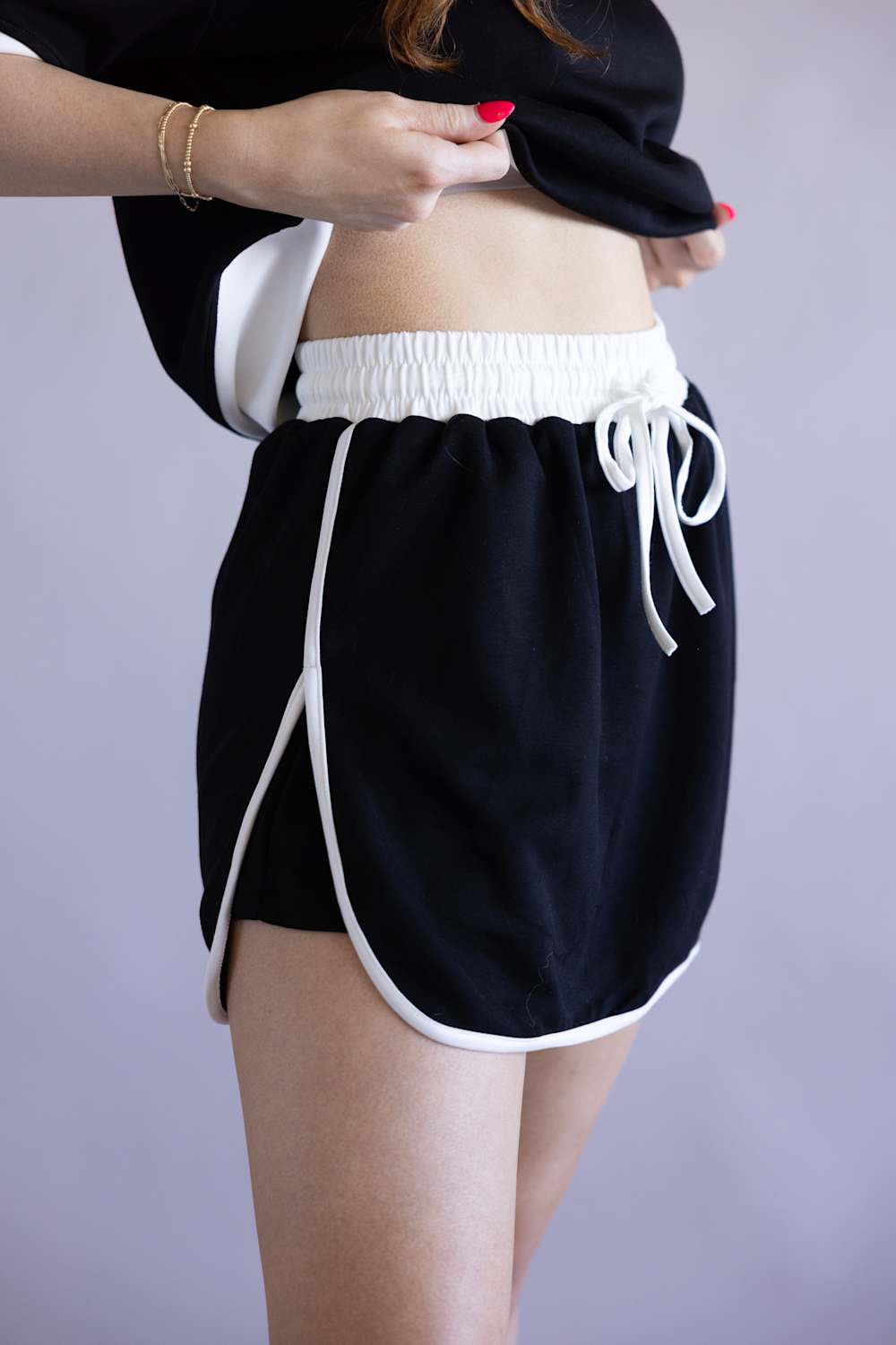 Two Piece Scuba Set for Women in Black/White