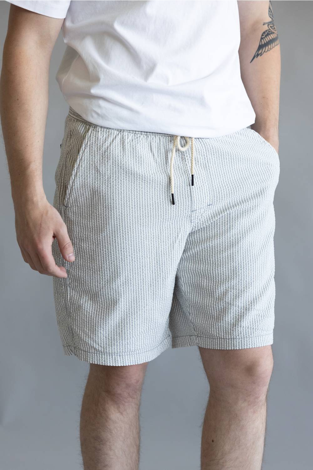 Union Paloma Seersucker 8” Shorts for Men in White