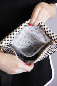 Weave Checked Bag for Women in Black