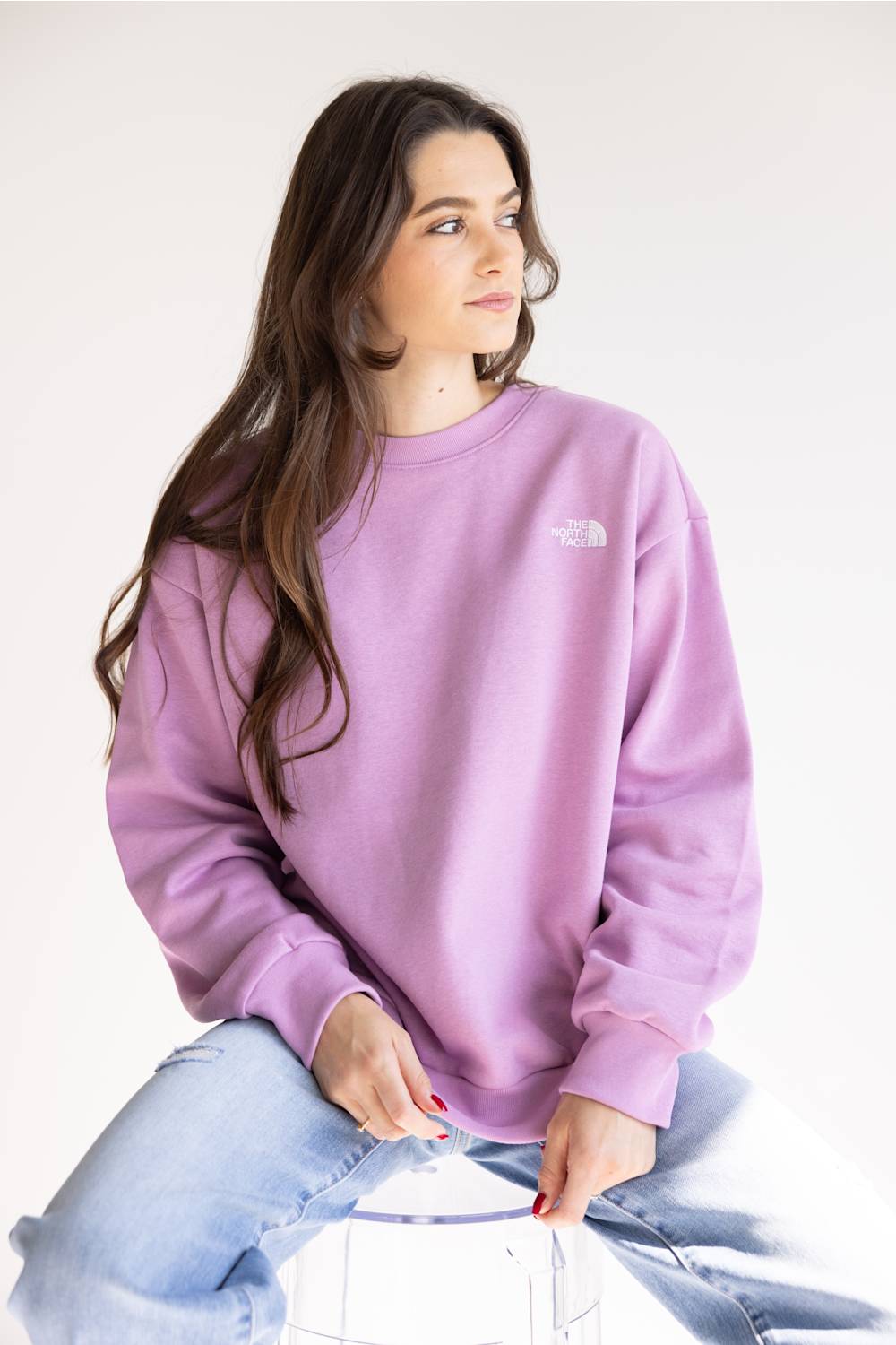 The North Face Oversized Simple Dome Fleece Sweatshirt for Women in Lavender | NF0A8FKT-G6E