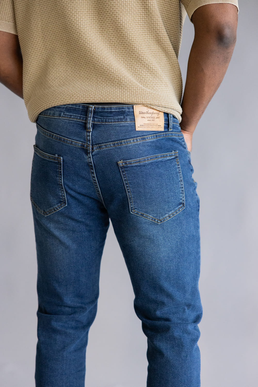 Weatherproof Vintage Slim Straight Jeans for Men in Riverstone