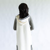 Whip Stitch Long Hooded Cardigan for Women in Ivory