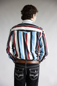 Wrangler Brushpopper Snap Workshirt for Men in Blue/Blue Raspberry