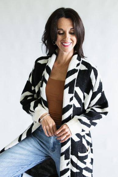 Zig Pattern Cardigan for Women in Black