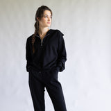 Zip Neck Scuba Set for Women in Black