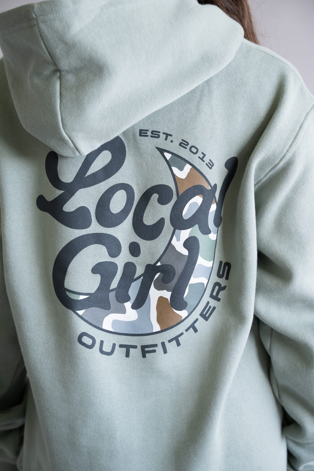 Local Girl Youth Groovy Moon Hoodie in Green