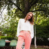 Gingham Relaxed PJ Pants for Women in Red