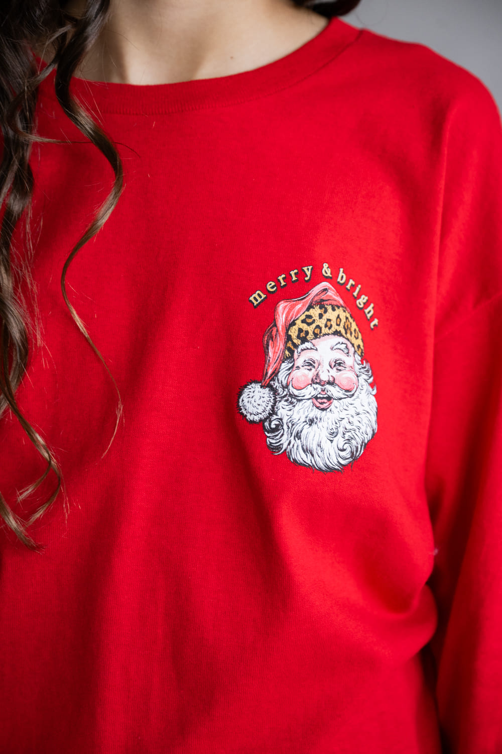 Simply Southern Youth Leopard Hat Santa Long Sleeve T-Shirt for Girls in Red