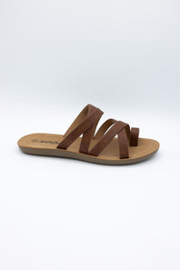 Soda Isabel Strappy Toe Sandals for Women in Cognac
