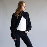 Turtleneck Shrug Bolero Sweater for Women in Black