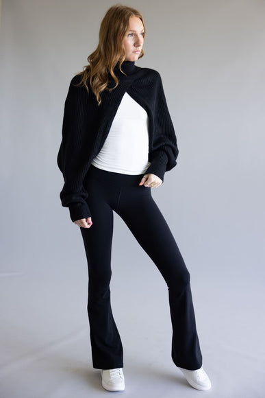 Turtleneck Shrug Bolero Sweater for Women in Black