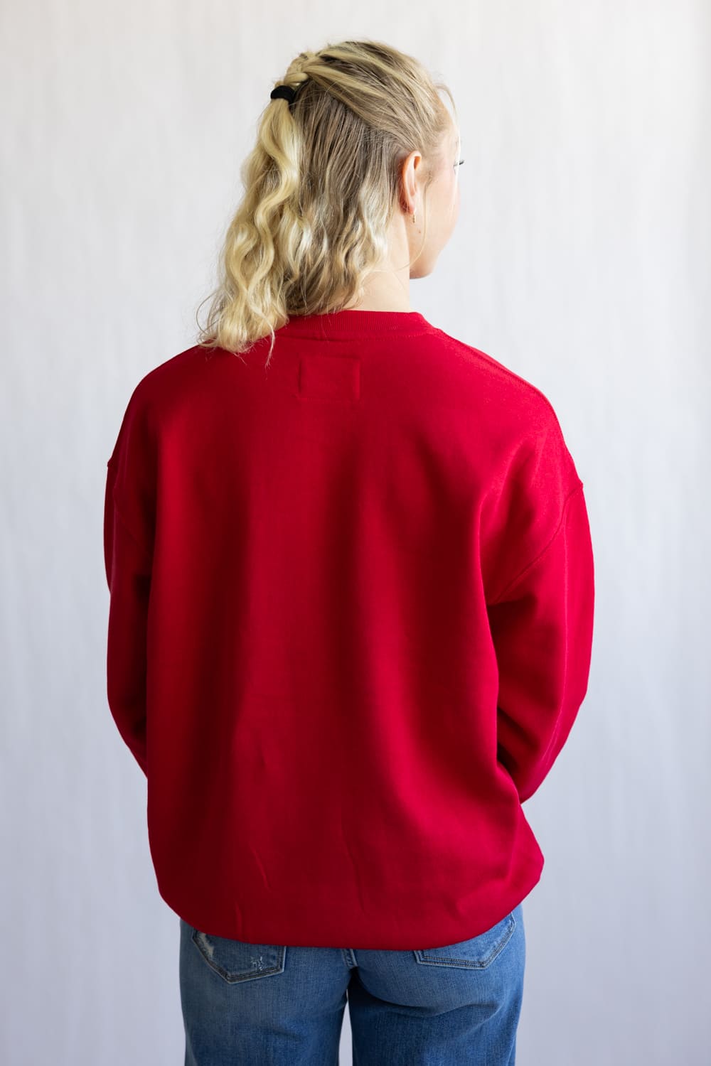 1897 Active Amour Embroidered Fleece Sweatshirt for Women in Red