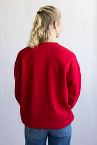 1897 Active Amour Embroidered Fleece Sweatshirt for Women in Red