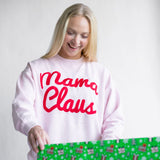 1897 Active Mama Claus Embroidered Fleece Sweatshirt for Women in Baby Pink