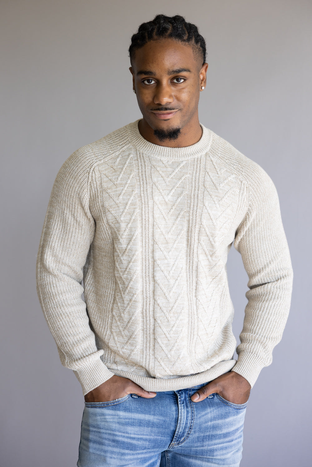 1897 Original Cable Crew Sweater for Men in Oatmeal Heather