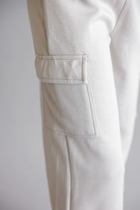 Youth Pullover & Wide Leg Pant Set for Girls in Grey/Beige