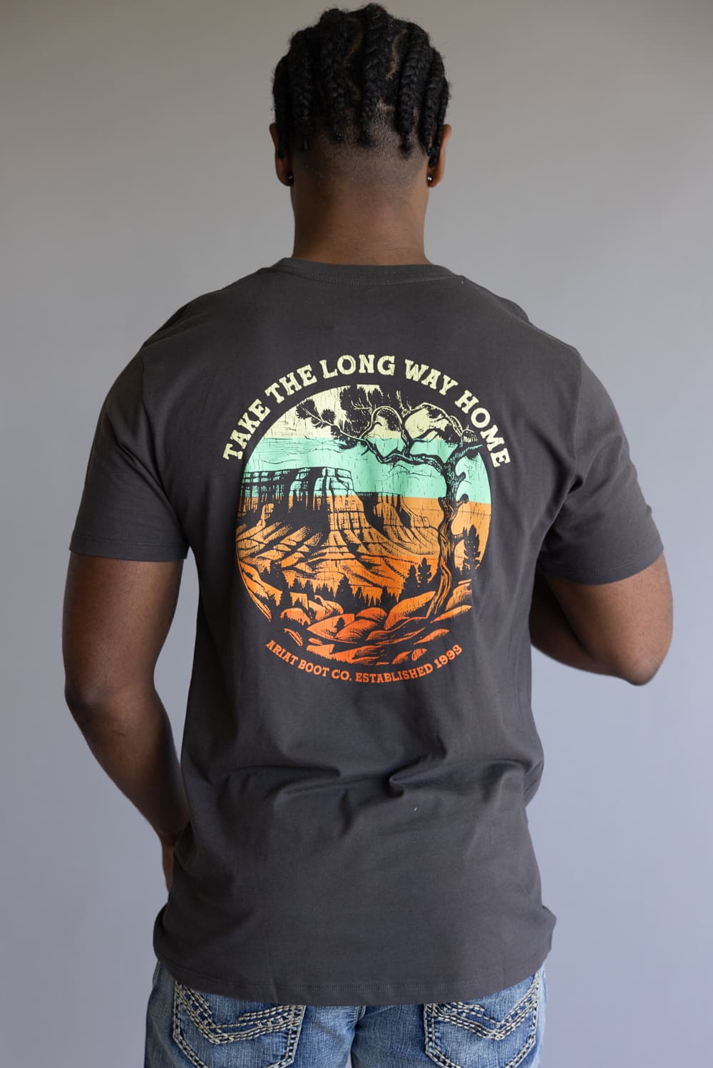 Ariat Take The Long Way Home T-Shirt for Men in Vintage Black