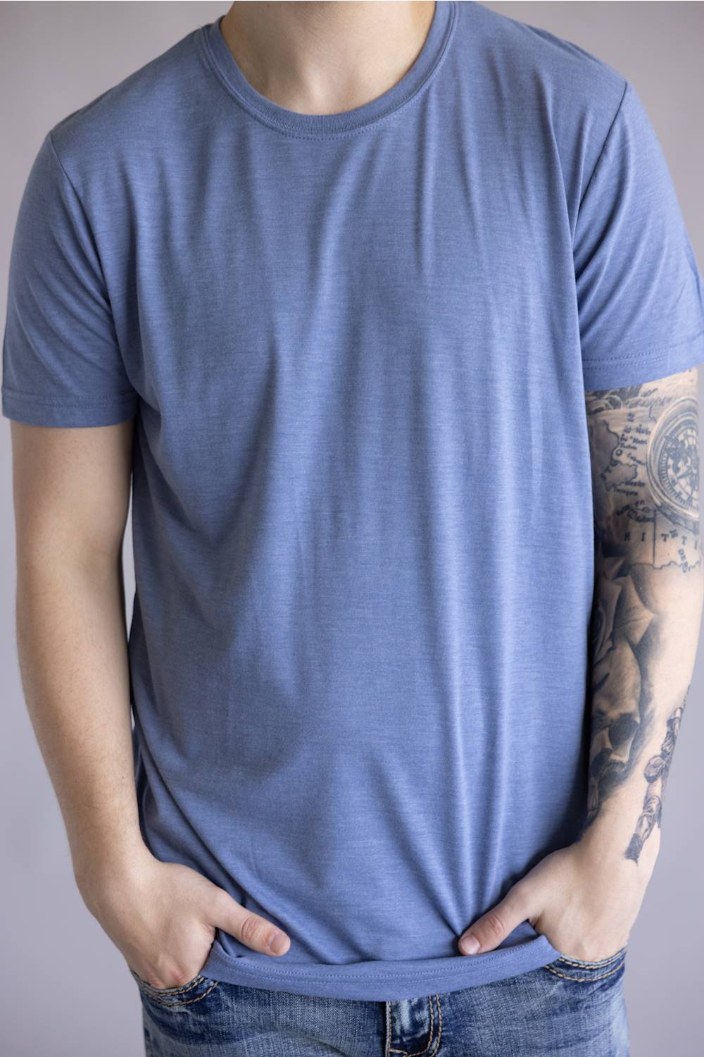 Basic Crewneck T-Shirt for Men in Dusty Blue