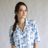 Bow Soft Pajama Set for Women in Blue