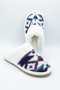 C.C. Ombre Aztec Knitted Slippers for Women in Purple Mix