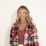 Plaid Oversized Shacket for Women in Red