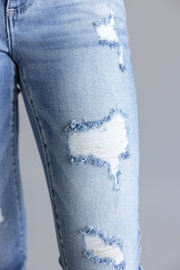 Cello Distressed Fray Ankle Cropped Skinny Jeans for Women
