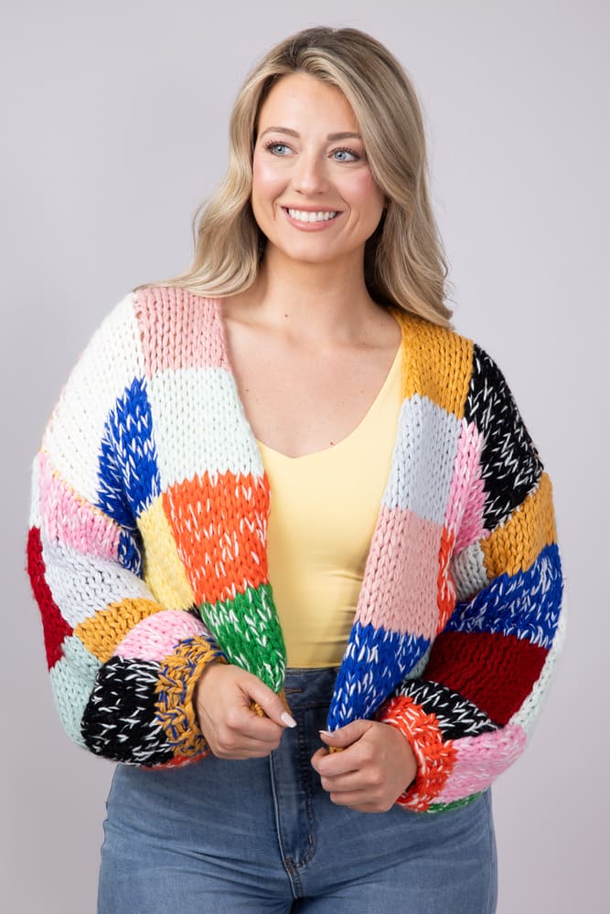 Checkered Cardigan for Women in Multi