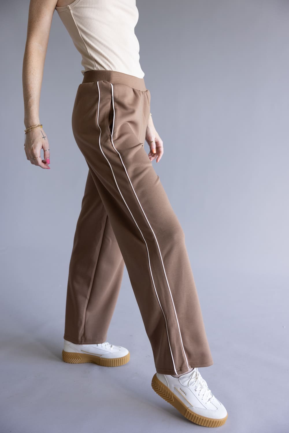 Cozy Track Pants for Women in Mocha