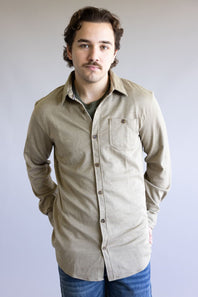 Diagonal Shirt Jacket for Men in Golden Brown