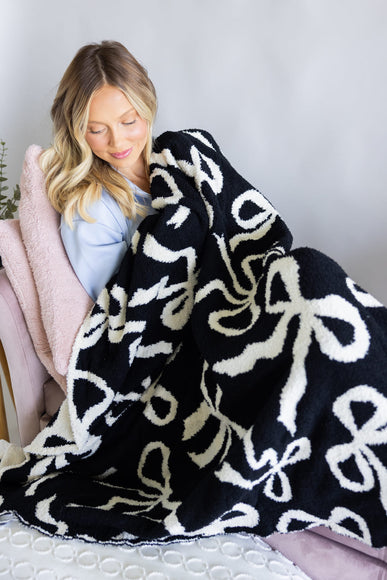 Double Sided Bows Blanket in Black/White