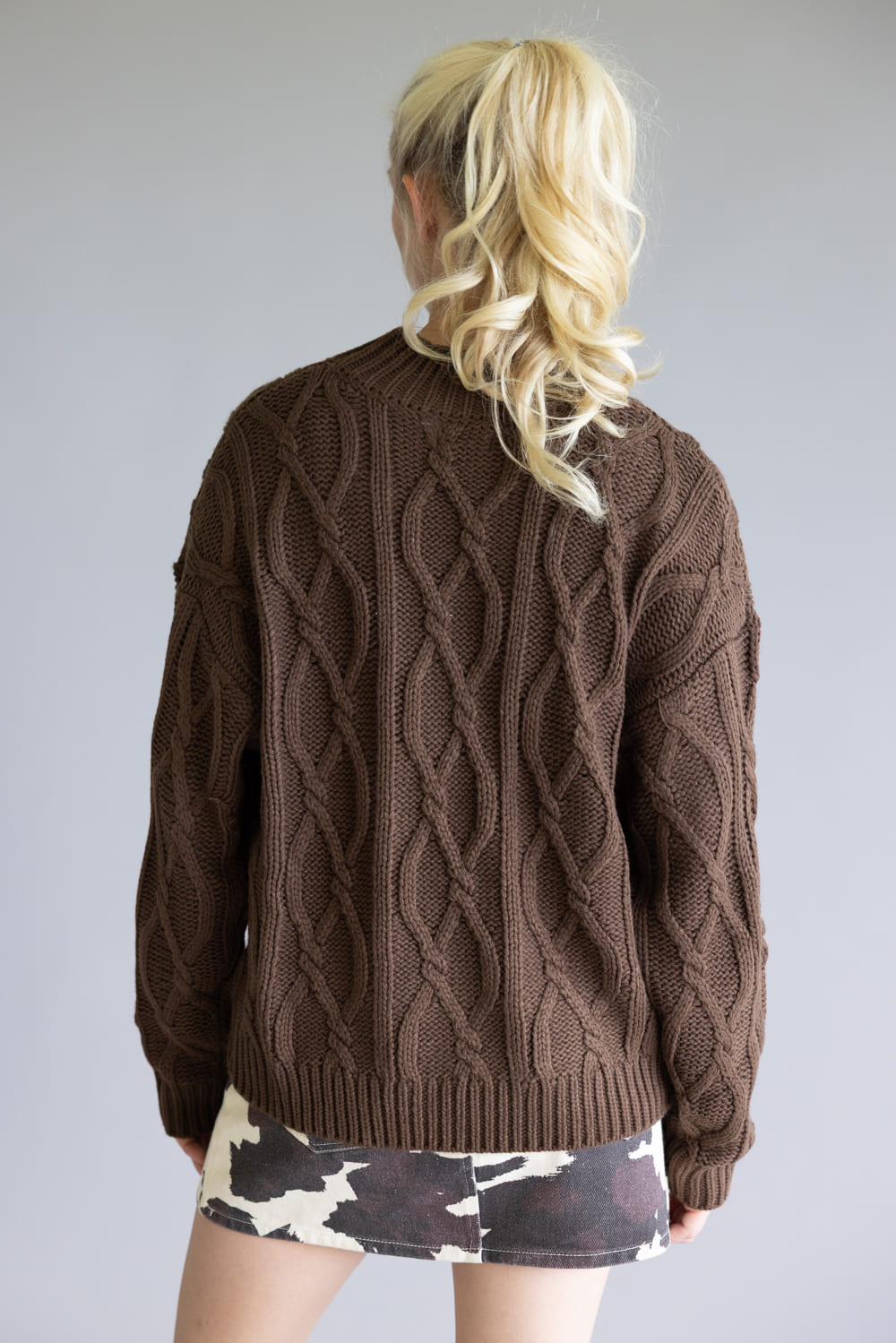 Elan Cable Knit Sweater for Women in Cocoa