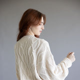 Elan Cable Knit Sweater for Women in Off White