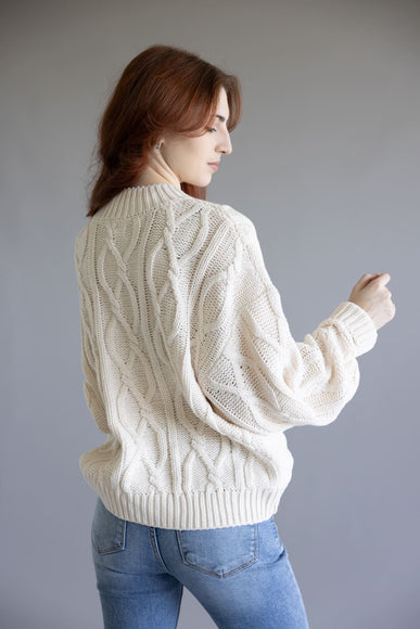 Elan Cable Knit Sweater for Women in Off White
