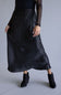Elastic Waist Satin Maxi Skirt for Women in Black