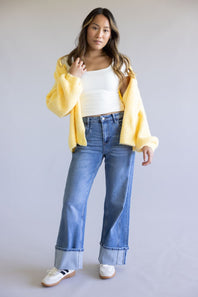 Flying Monkey High-Rise Wide Leg Cuffed Jeans for Women