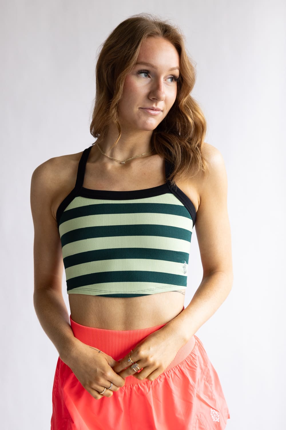 FP Movement We The Free All Clear Striped Cami for Women in Evergreen Combo