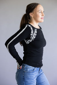 Free People Lost Love Long Sleeve Top for Women in Black
