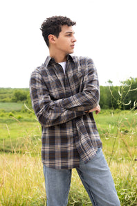 1897 Legends Plaid Flannel Shirt for Men in Loden Indigo