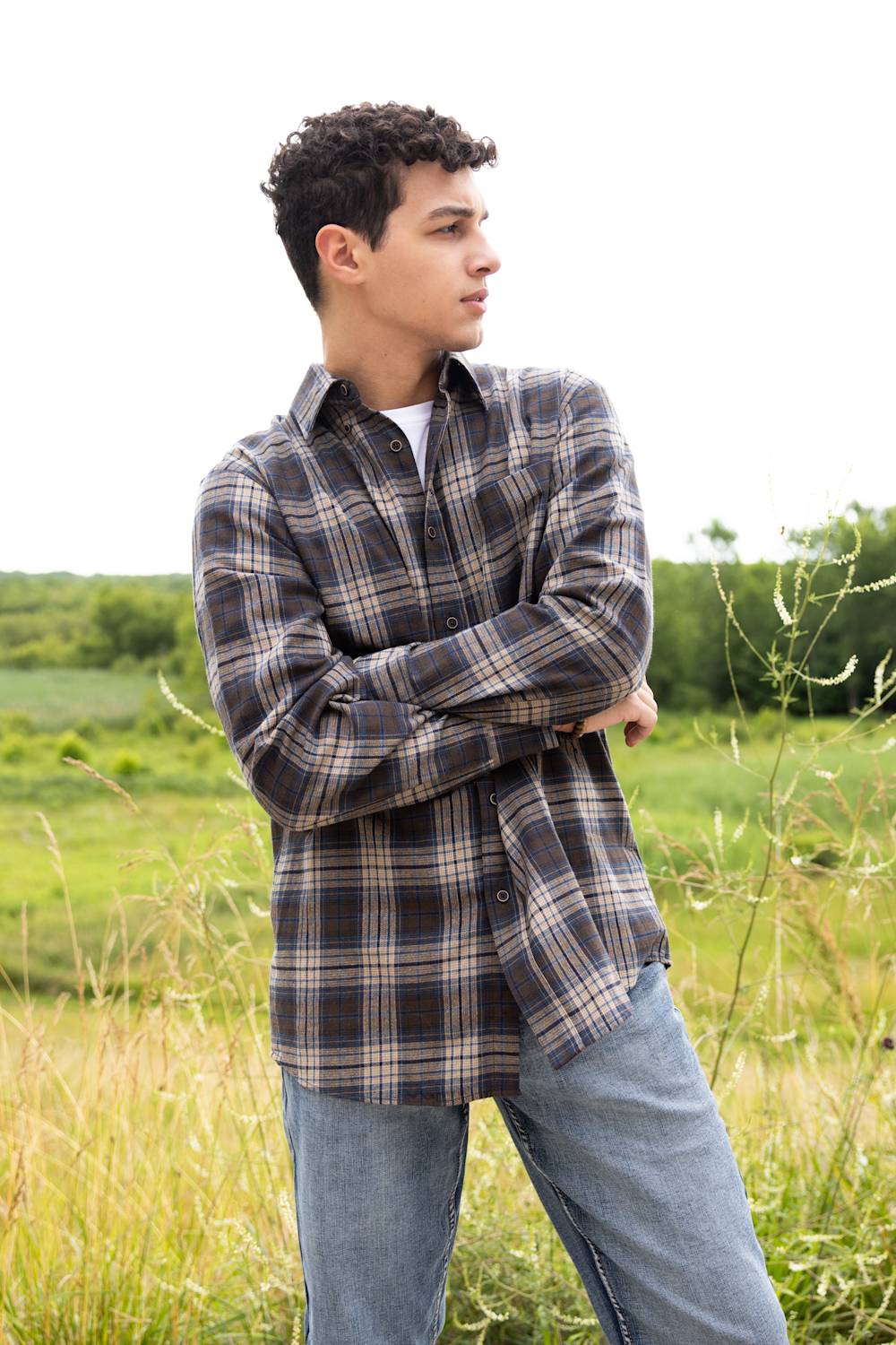 1897 Legends Plaid Flannel Shirt for Men in Loden Indigo