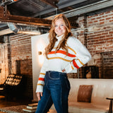 Papermoon Turtleneck Stripe Sweater for Women in Cream