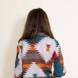 Youth Polar Fleece Shacket for Girls in Red Aztec