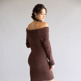 Illa Illa Off The Shoulder Knit Sweater Dress for Women in Brown