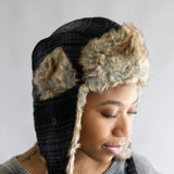 Faux Fur Trapper Hat for Women in Black 