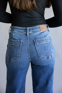 Judy Blue Mid Rise Retro Wide Leg Jeans for Women