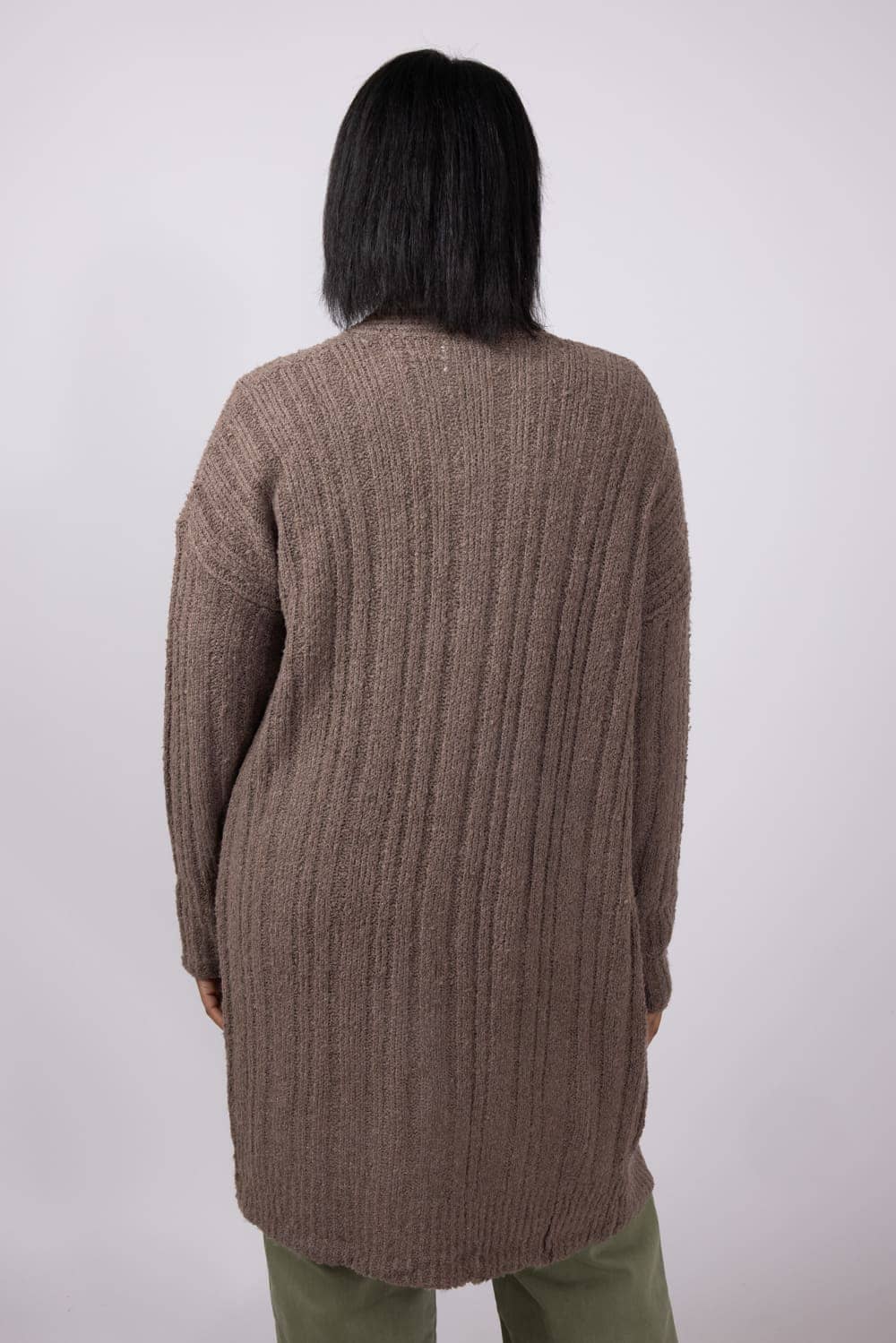 Ribbed Cardigan with Pockets for Women in Heather Mocha Bisque
