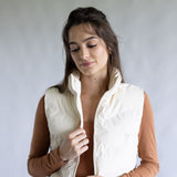 Love Tree Cropped Puffer Vest for Women in Ivory | 5142VN-IVORY