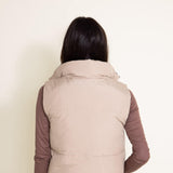 Love Tree Cropped Reversible Puffer Vest for Women in Black/Beige