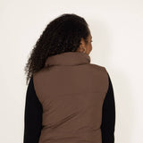Love Tree Cropped Reversible Puffer Vest for Women in Cocoa Brown