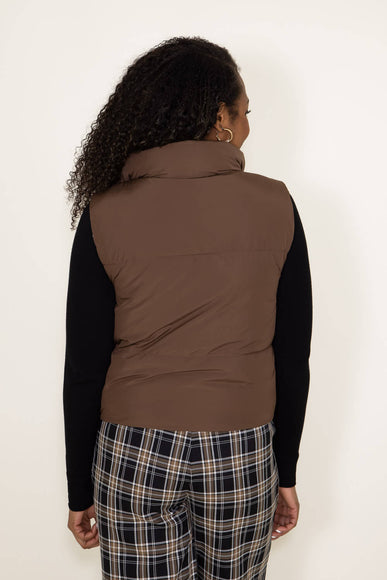 Love Tree Cropped Reversible Puffer Vest for Women in Cocoa Brown