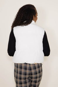 Love Tree Cropped Reversible Puffer Vest for Women in Ivory Brown